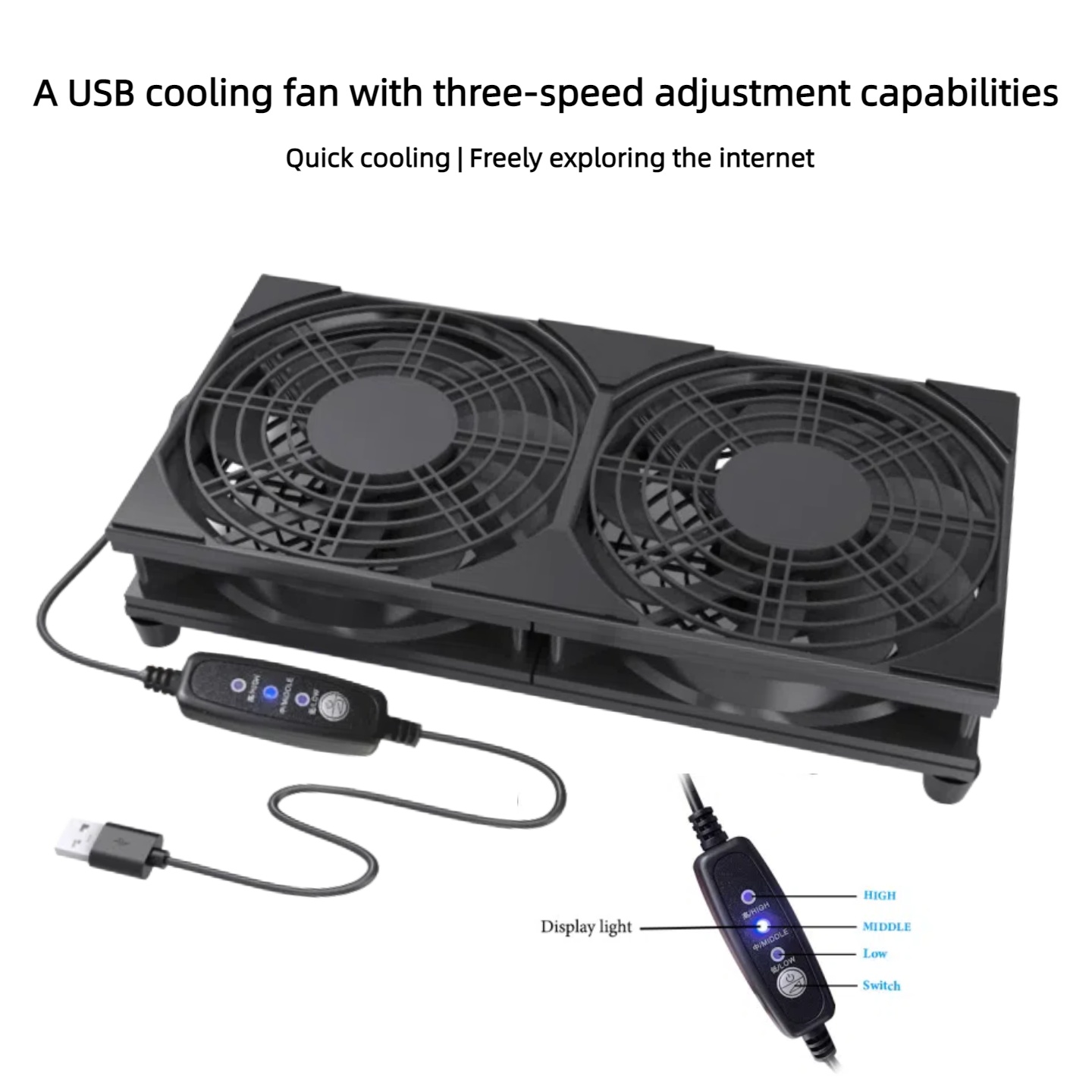 Dual USB Cooling Fan with 3-Sp - Gaming Console Setup ulasan dan harga